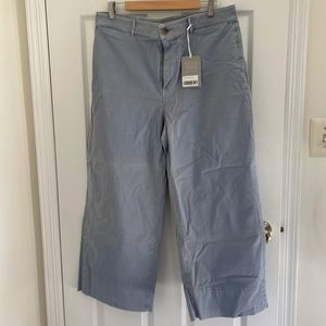 New with tags, light blue wide leg crop chinos